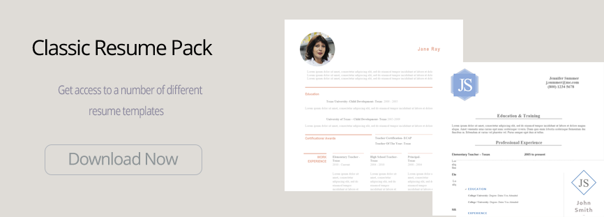 Preview of ECAP's classic resume templates
