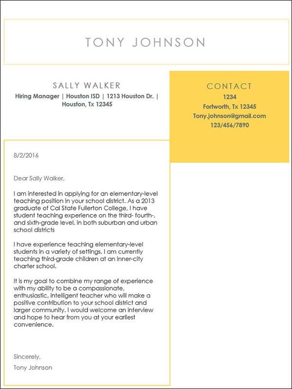 Cover letter template three preview